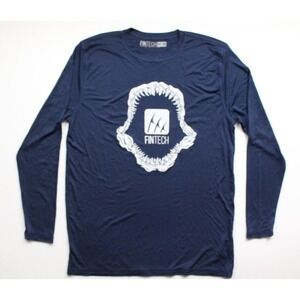 Fintech Blue Size M Long Sleeve T-Shirt Shark Outdoor Sun Defender UV UPF‎ 50
